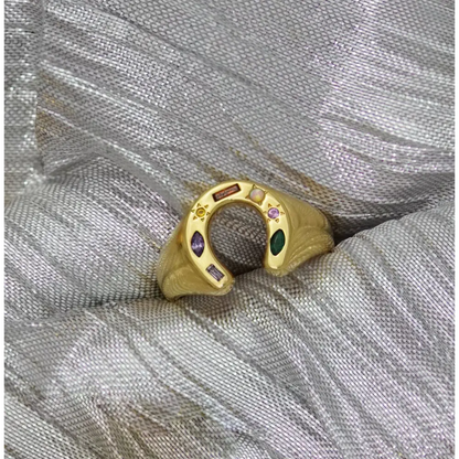 Junk Jewels Ltd - Kaleidoscope Lucky Charm Signet Ring Silver / Extra Large