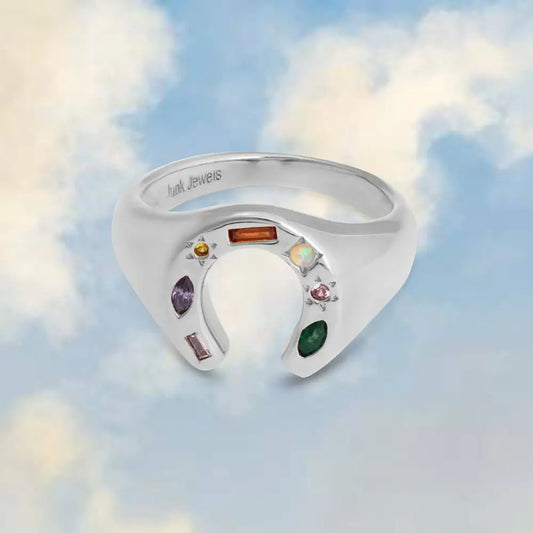 Junk Jewels Ltd - Kaleidoscope Lucky Charm Signet Ring Silver / Extra Large