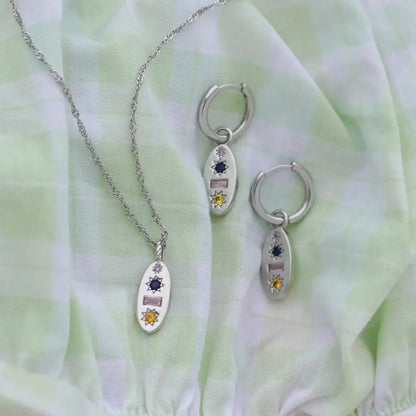 Junk Jewels Ltd - Midnight Gemstone Charm Necklace Silver