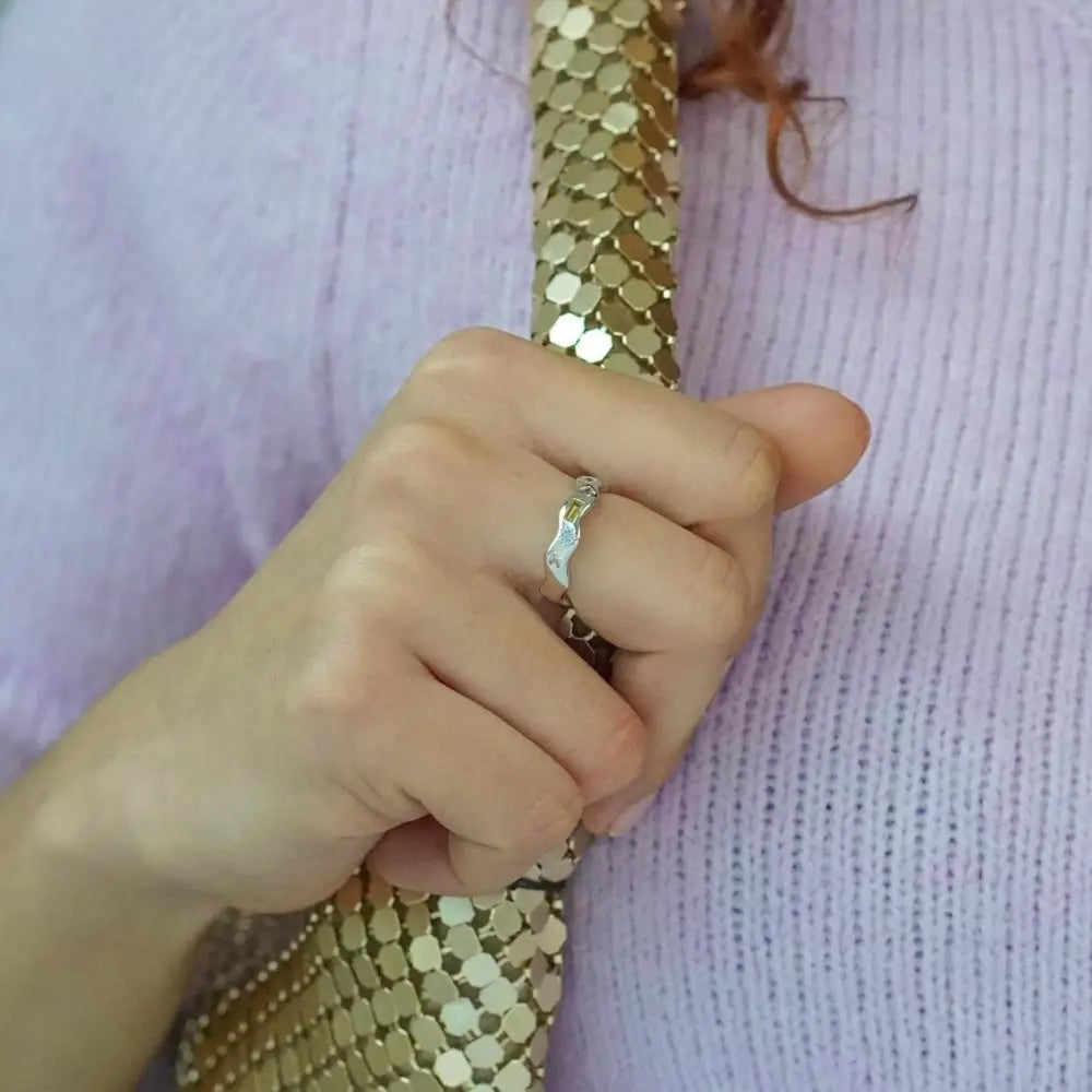 Junk Jewels Ltd - Pastel Jewelled Wiggle Ring Extra Small / Silver
