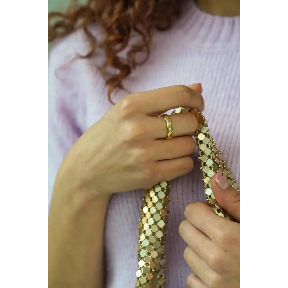 Junk Jewels Ltd - Pastel Jewelled Wiggle Ring Extra Small / Silver