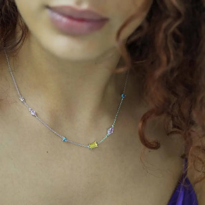 Pastel Multi-Jewel Necklace - Gold