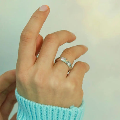 Pastel Stone Chunky Band Ring - Gold