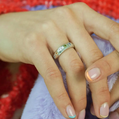 Pastel Stone Chunky Band Ring - Gold