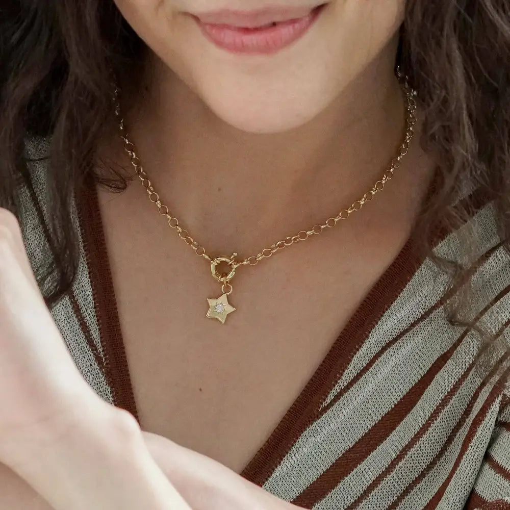 Junk Jewels Ltd - Retro Multi-Charm Chunky Chain Necklace Gold