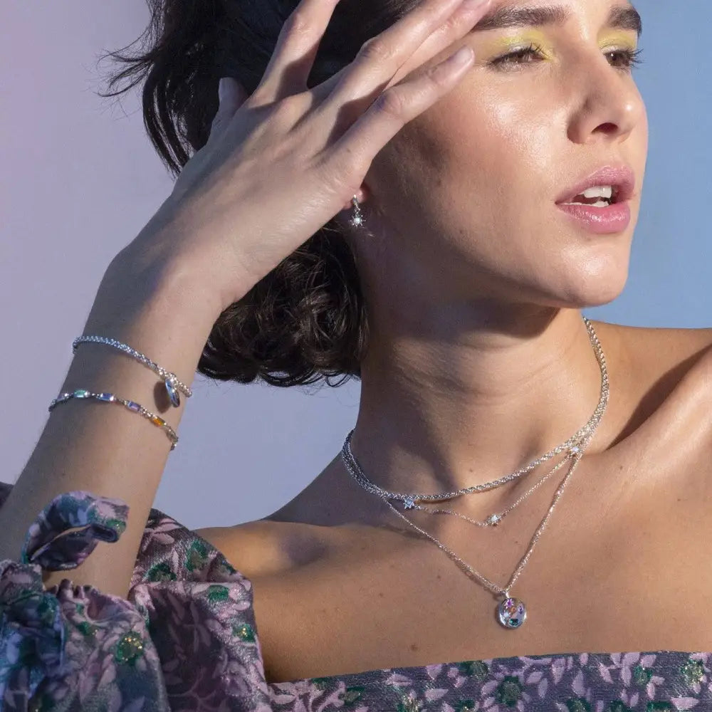 Triple Opal Starburst Necklace - Gold