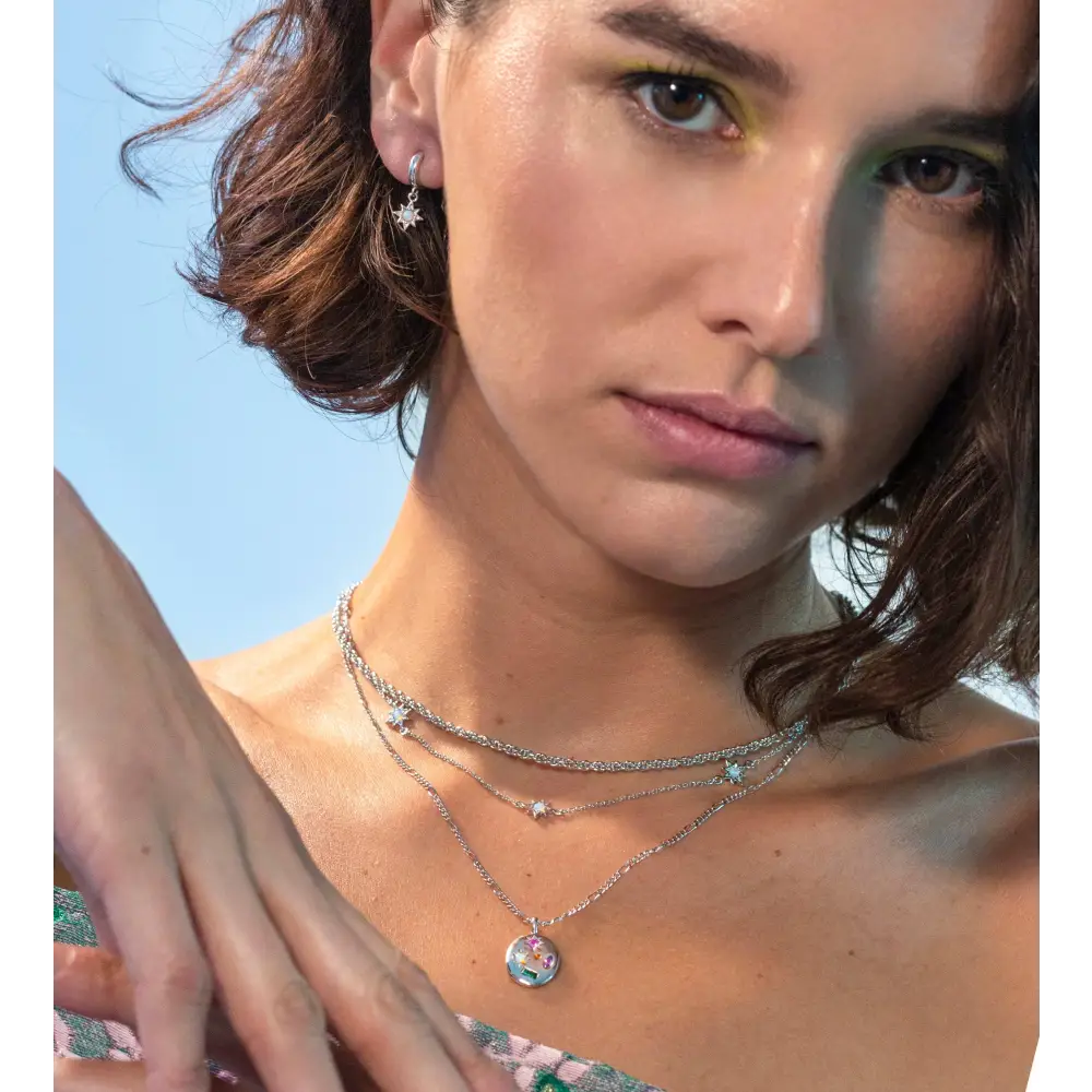 Triple Opal Starburst Necklace - Gold