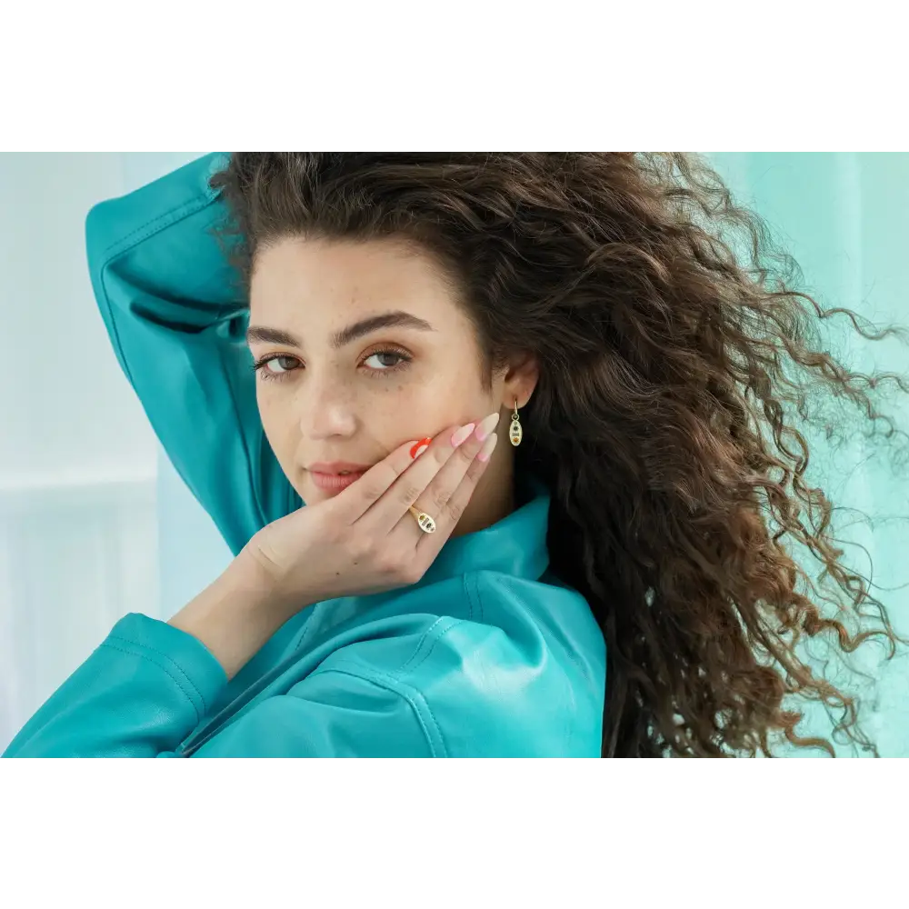 Midnight Gemstone Charm Hoop Earrings - PABOOM