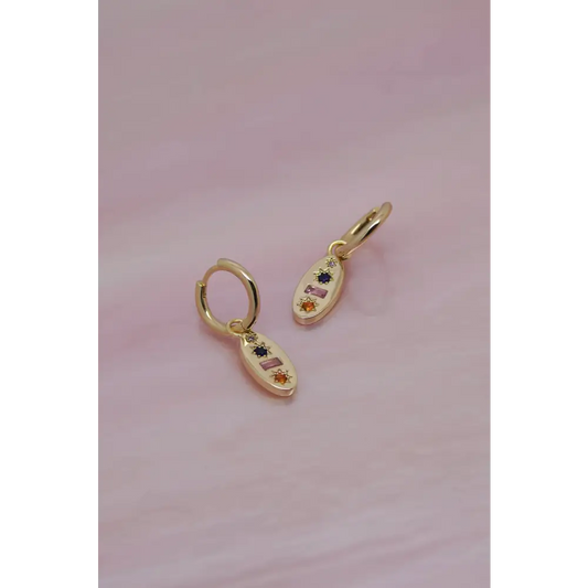 Midnight Gemstone Charm Hoop Earrings - PABOOM