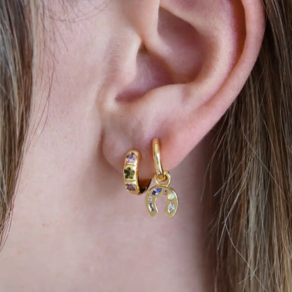 Mini Lucky Charm Hoop Earrings - Silver