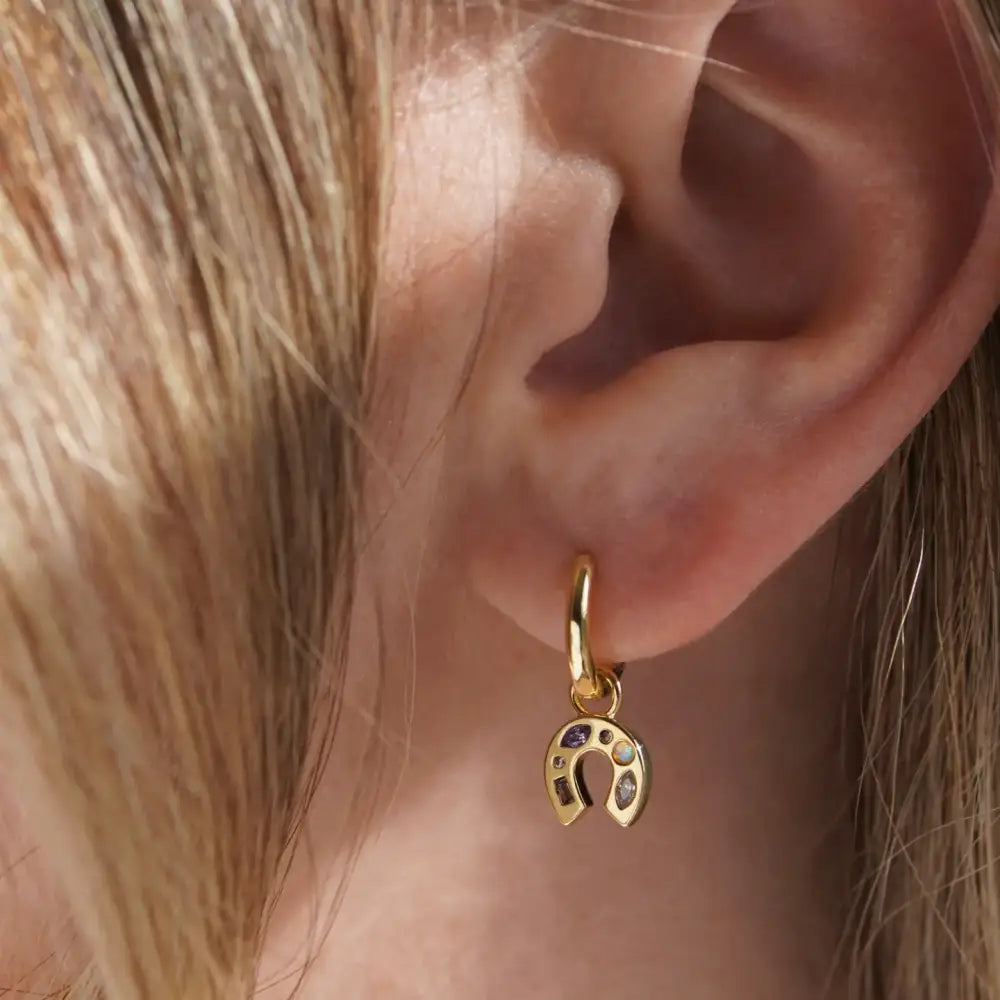 Mini Lucky Charm Hoop Earrings - Silver