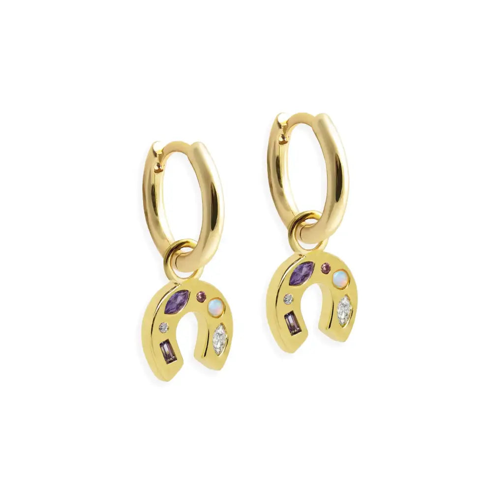 Mini Lucky Charm Hoop Earrings - Silver