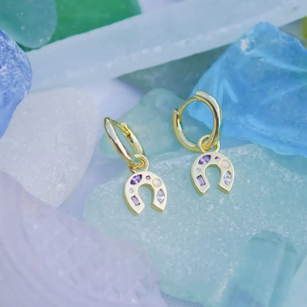 Mini Lucky Charm Hoop Earrings - Silver