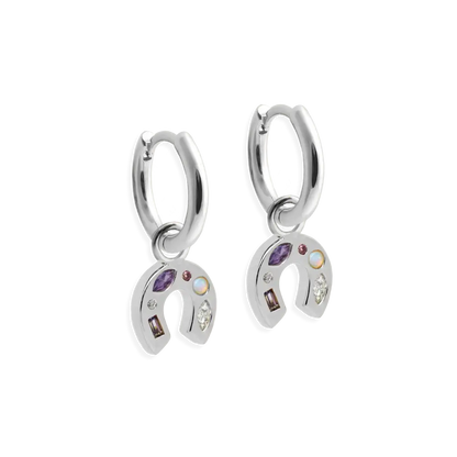 Mini Lucky Charm Hoop Earrings - Silver