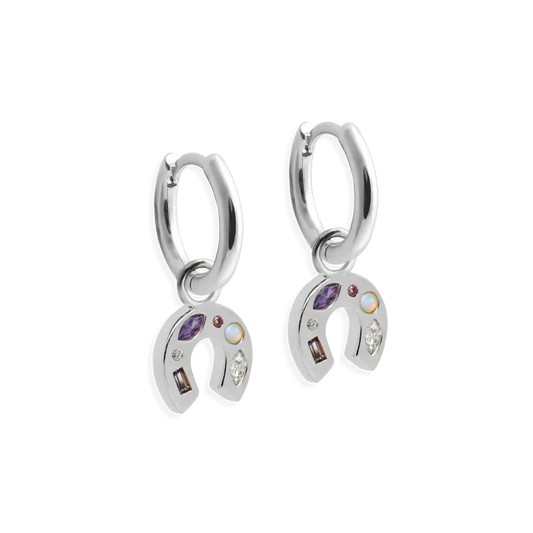Mini Lucky Charm Hoop Earrings - Silver
