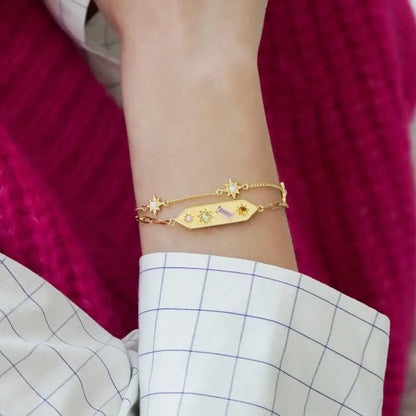 Opal Starburst Charm Bracelet Gold - PABOOM