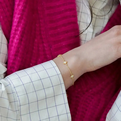 Opal Starburst Charm Bracelet Gold - PABOOM