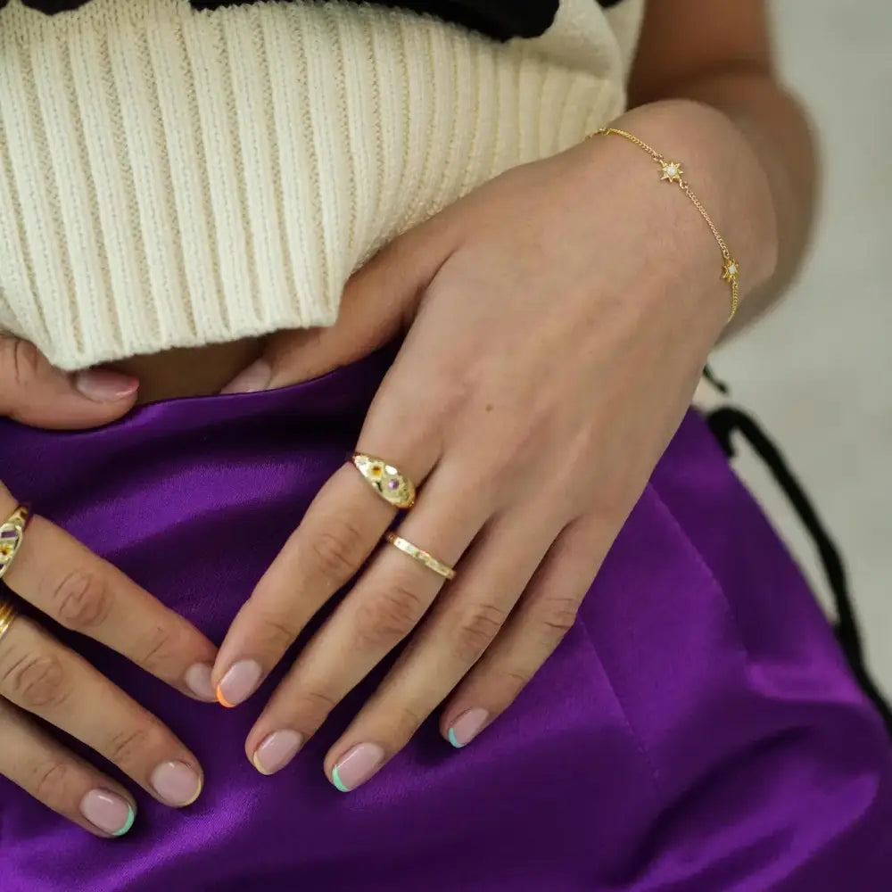 Opal Starburst Charm Bracelet Gold - PABOOM