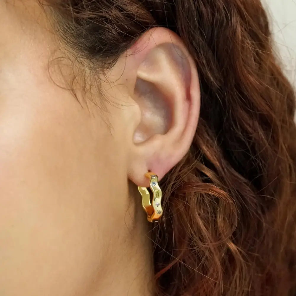 Pastel Jewelled Wiggle Hoop Earrings - Gold