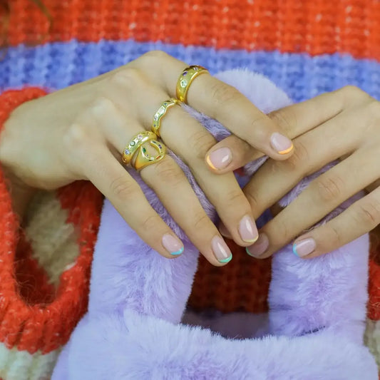 Pastel Jewelled Wiggle Ring - Gold