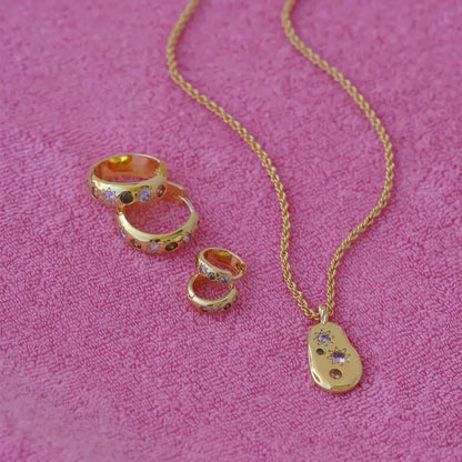 Pastel Stone Chunky Large Hoop Earrings - PABOOM