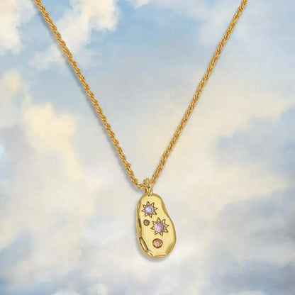 Pastel Stone Chunky Pebble Necklace - Silver