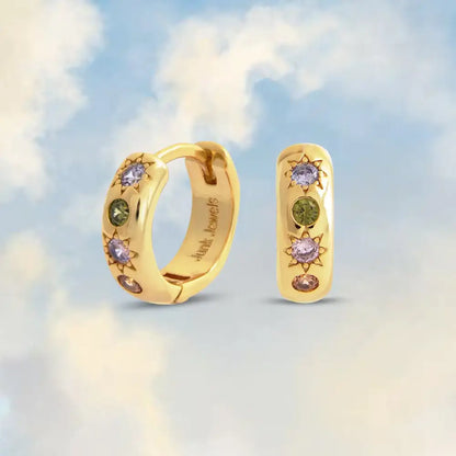 Pastel Stone Petit Hoop Earrings - PABOOM