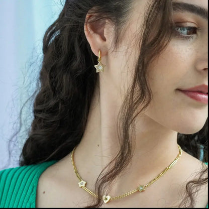 Shooting Star Charm Hoop Earrings - PABOOM