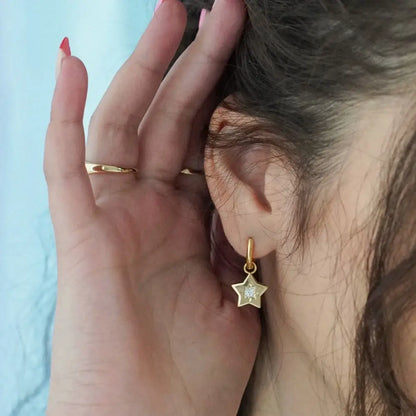 Shooting Star Charm Hoop Earrings - PABOOM