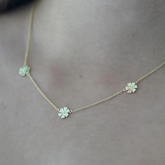 Triple Daisy Chain Necklace Silver - PABOOM