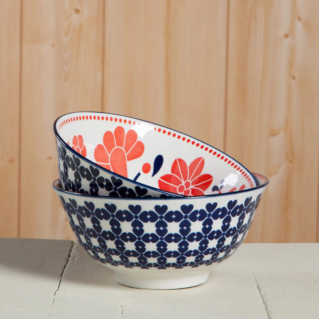 Navy Bird Stamped Bowl