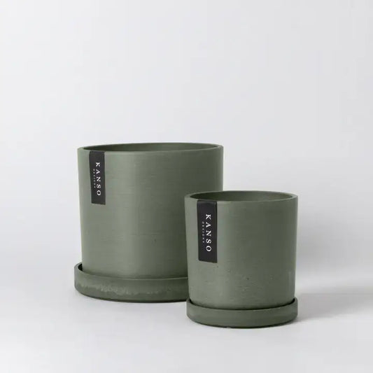 Kanso Designs Planter + Saucer 4” - Olive Sage