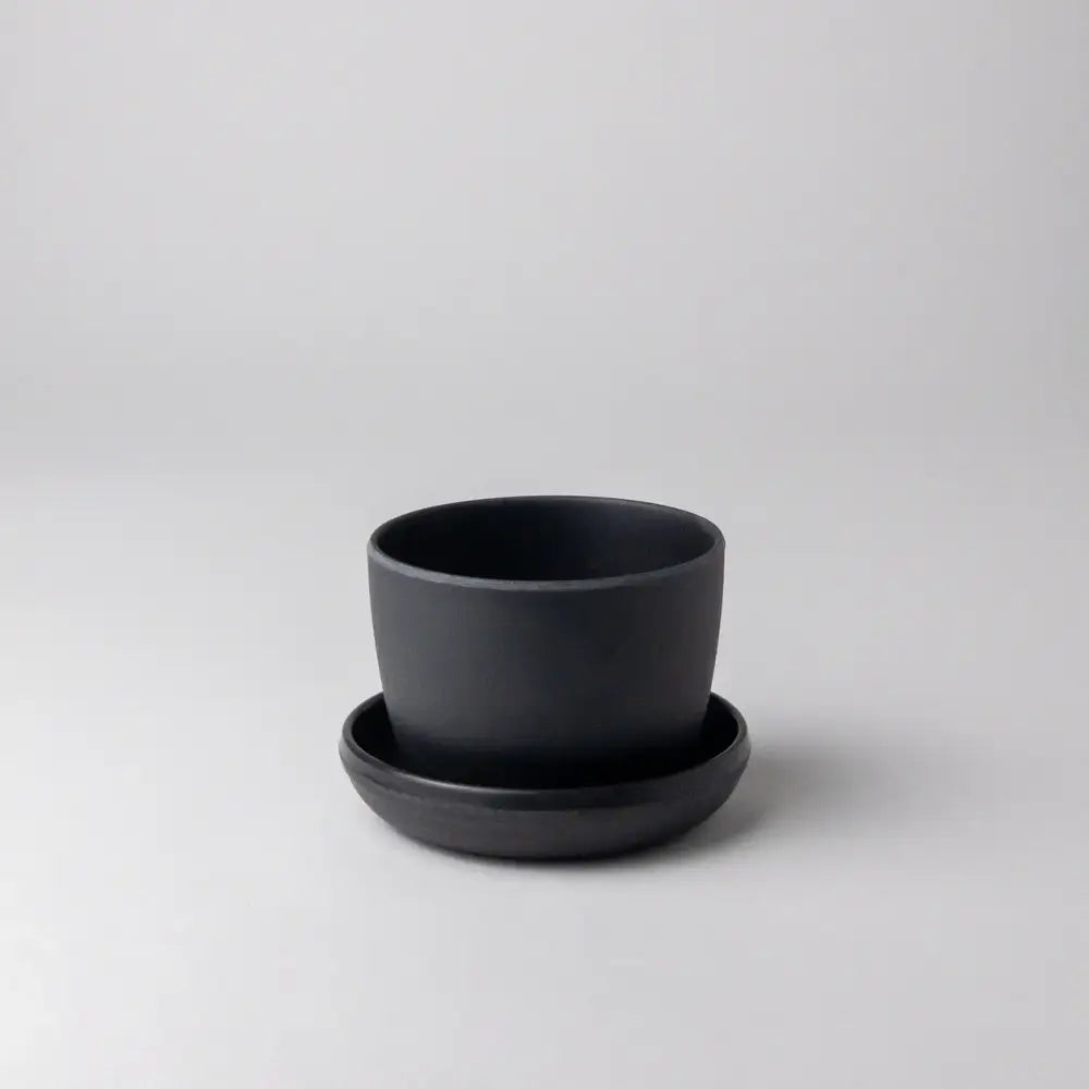 Kanso Designs - Planter + Saucer 3” Bamboo Fibre Black