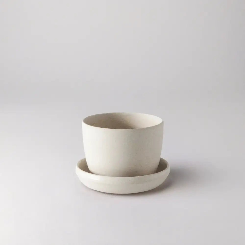Kanso Designs - Planter + Saucer 3” Bamboo Fibre White