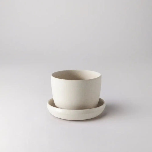 Kanso Designs Planter + Saucer 3” - Bamboo Fibre White