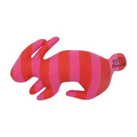 kate austin designs - Bunny Pillow in Red Pink Stripe