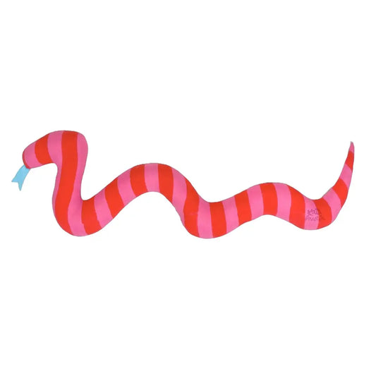 kate austin designs - Snake Pillow in Pink Red Cabana Stripe