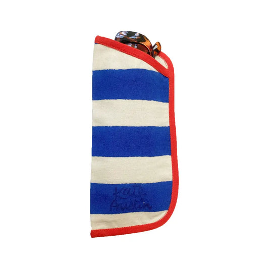 kate austin designs - Sunglass Case in Blue Wide Stripe with Red