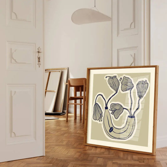 Banana Vase Art Print, Art Print, Hand Drawn Art, Quirky art print, hand-drawn illustration wall art - PABOOM