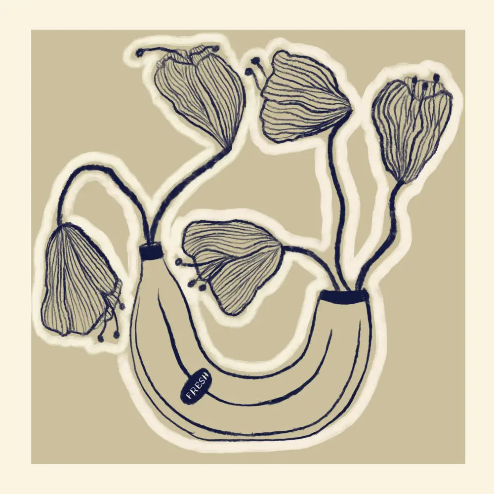 Banana Vase Art Print, Art Print, Hand Drawn Art, Quirky art print, hand-drawn illustration wall art - PABOOM