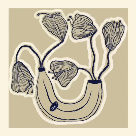 Banana Vase Art Print, Art Print, Hand Drawn Art, Quirky art print, hand-drawn illustration wall art - PABOOM