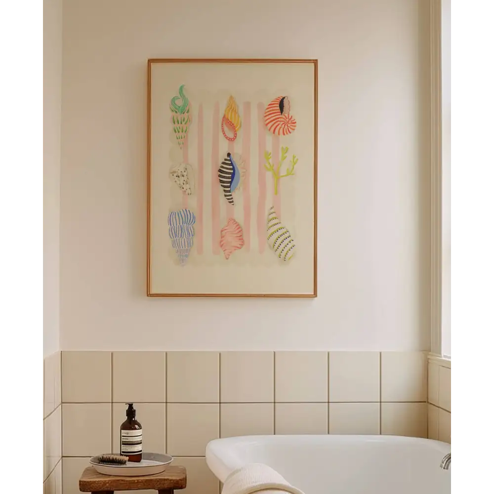 Beach Combing, Hand Drawn Abstract shell Drawing, shell Art art print, hand-drawn illustration wall art - PABOOM