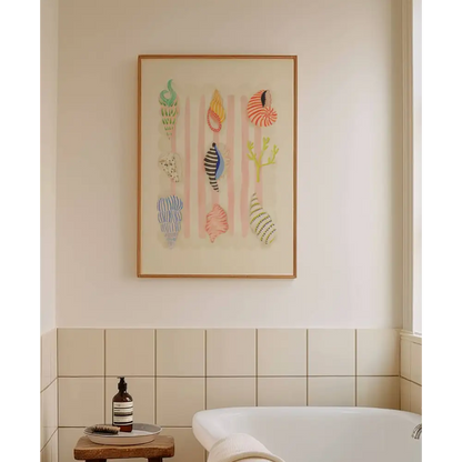 Beach Combing, Hand Drawn Abstract shell Drawing, shell Art art print, hand-drawn illustration wall art - PABOOM