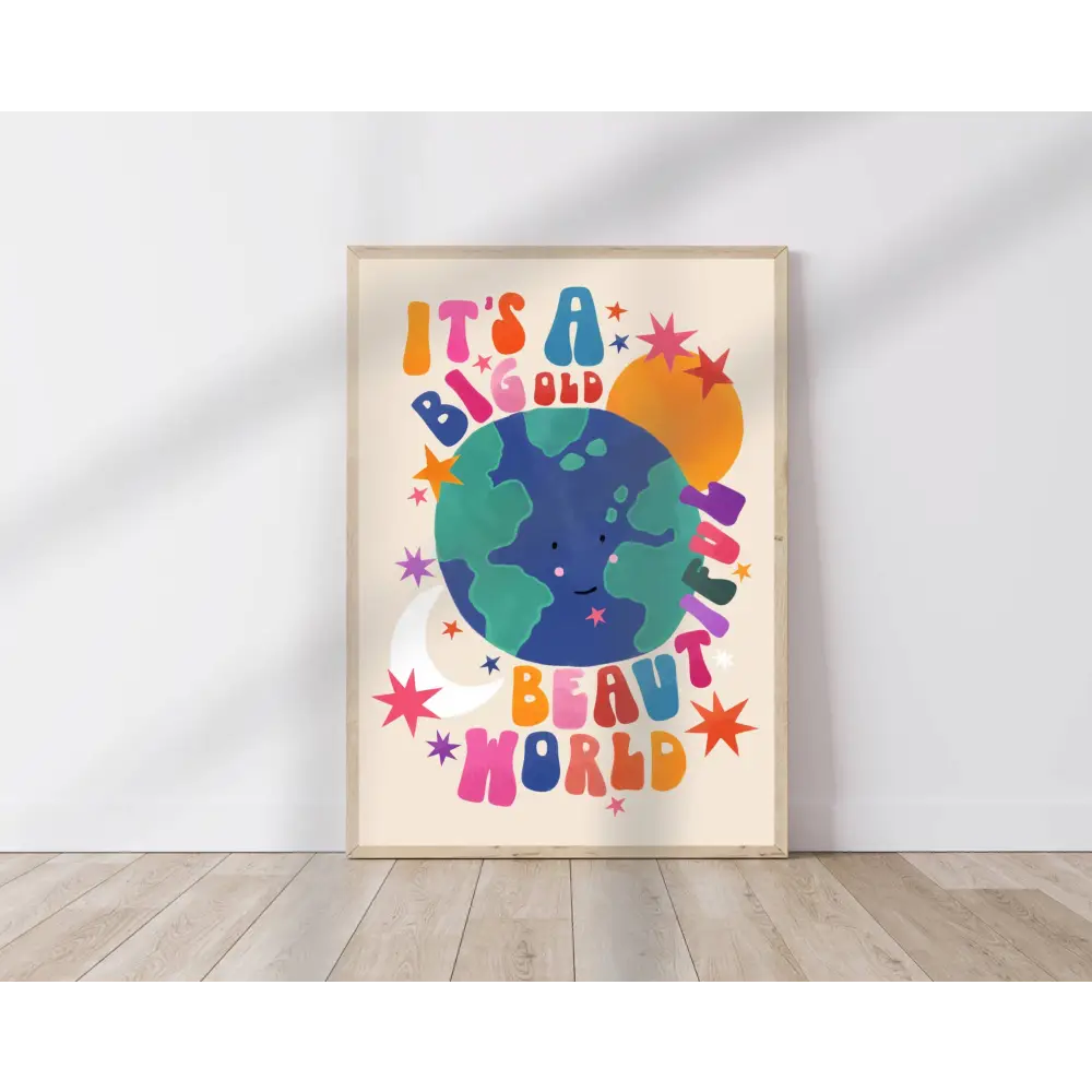 Big Beautiful World, Children’s Room, Bright and Colourful, art print, hand-drawn illustration wall art - PABOOM