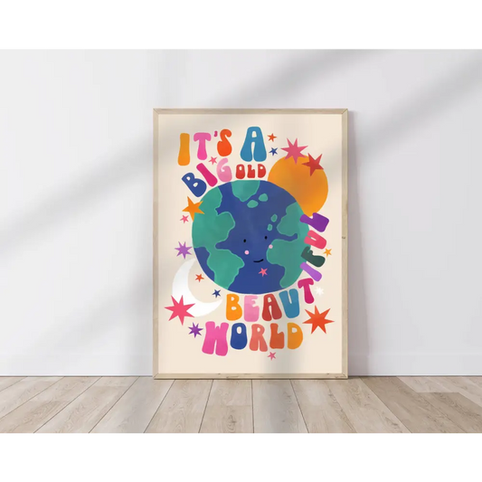 Big Beautiful World, Children’s Room, Bright and Colourful, art print, hand-drawn illustration wall art - PABOOM