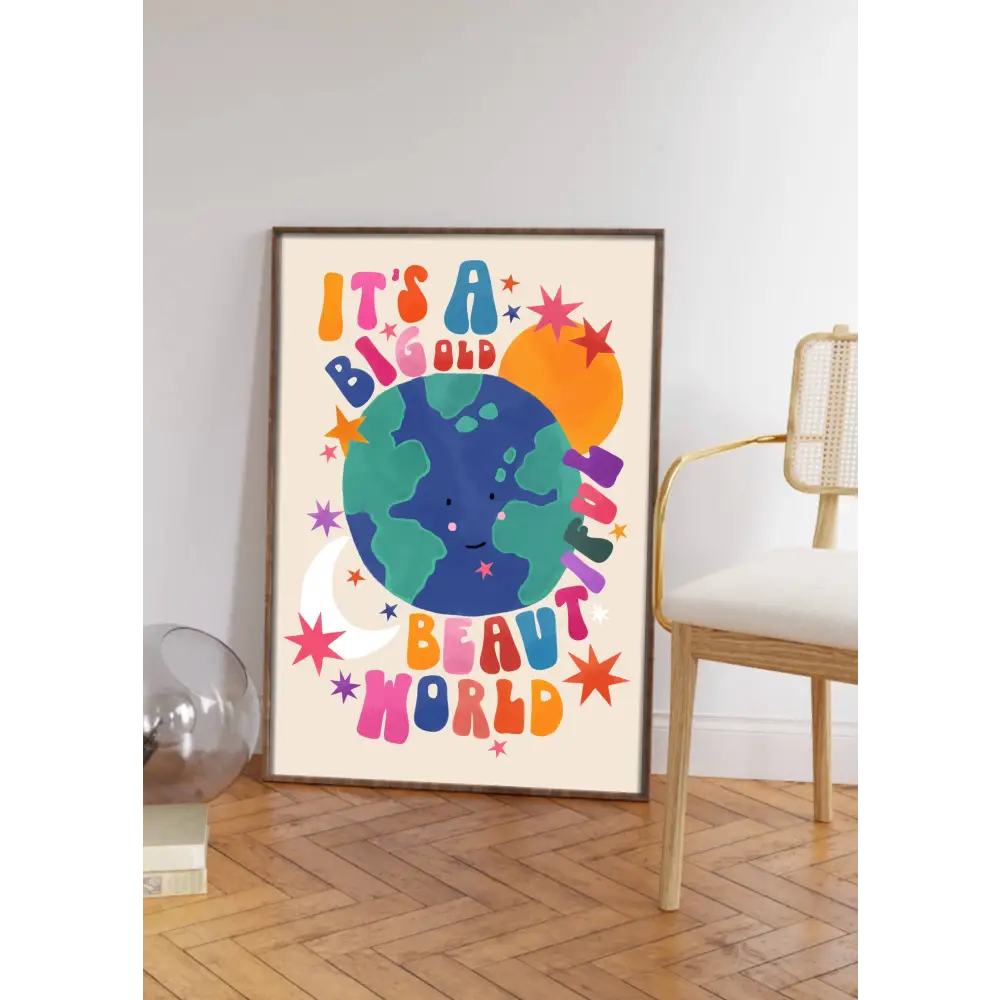 Big Beautiful World, Children’s Room, Bright and Colourful, art print, hand-drawn illustration wall art - PABOOM