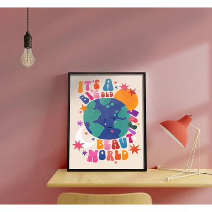 Big Beautiful World, Children’s Room, Bright and Colourful, art print, hand-drawn illustration wall art - PABOOM