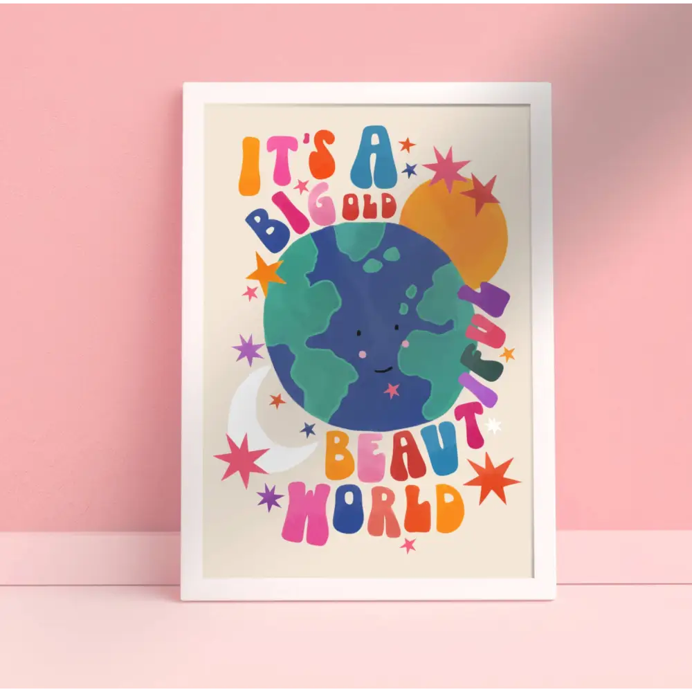 Big Beautiful World, Children’s Room, Bright and Colourful, art print, hand-drawn illustration wall art - PABOOM