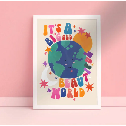 Big Beautiful World, Children’s Room, Bright and Colourful, art print, hand-drawn illustration wall art - PABOOM