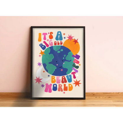Big Beautiful World, Children’s Room, Bright and Colourful, art print, hand-drawn illustration wall art - PABOOM